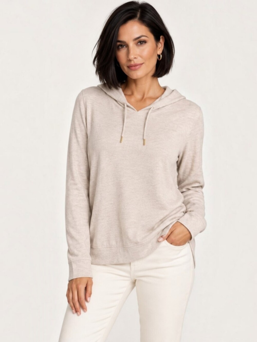 Michael Michael Kors Beige Hooded Pullover Sweatshirt Large